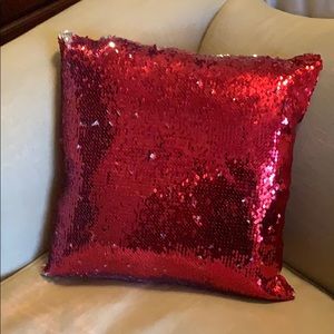 Red/silver sequin decorative pillow